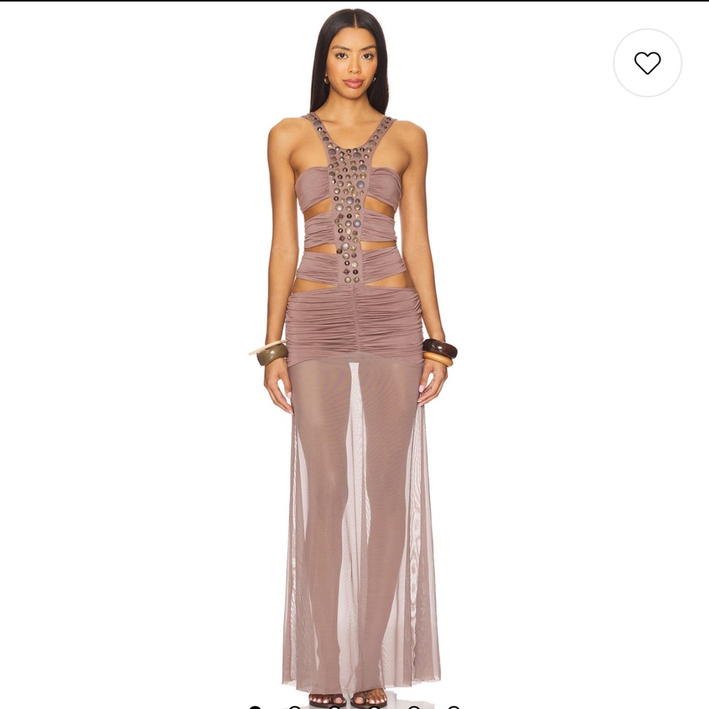 Jaded London Hadassa Hand-Beaded Maxi Dress in Purple Sheer Maxi Dress